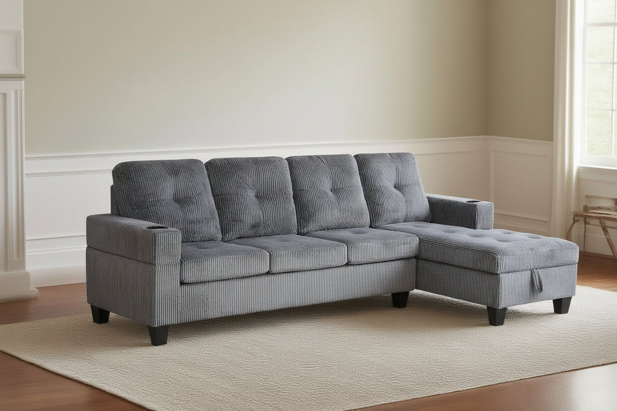 4 seater corduroy sofa with storage