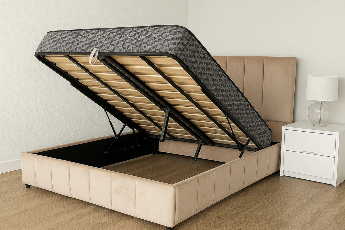 Luna Deluxe Velvet Storage King Bed – Beige or Grey