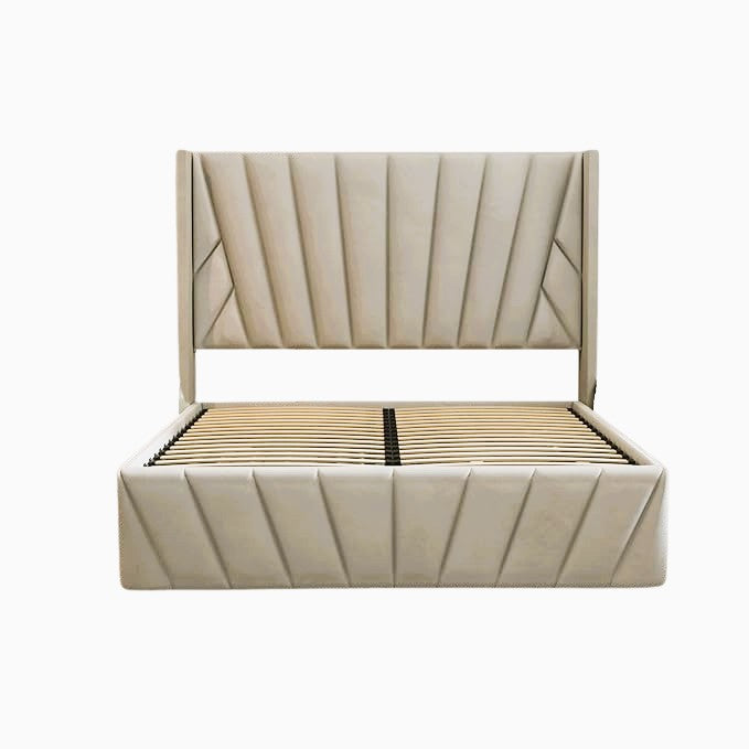 Luna Deluxe Velvet Storage King Bed – Beige