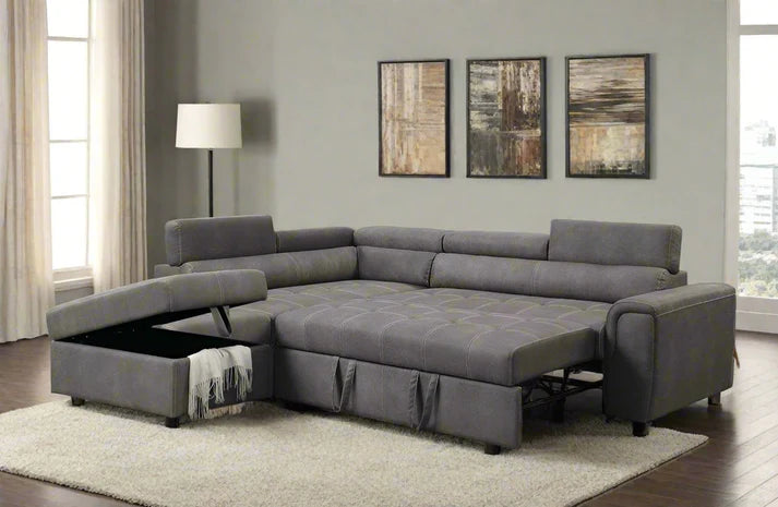 Carolina sofa with bed, adjustable back and storage ottoman