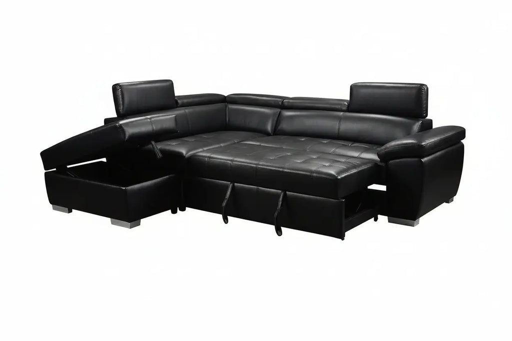 Nano black PU leather sofa MTL meubles et Matelas