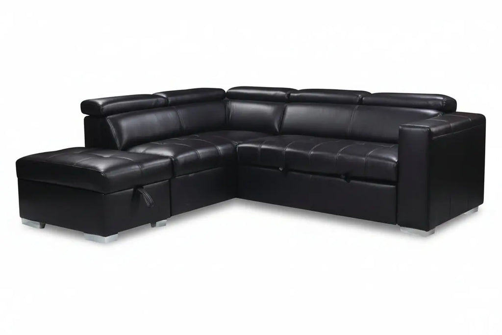 Nano black PU leather sofa MTL meubles et Matelas