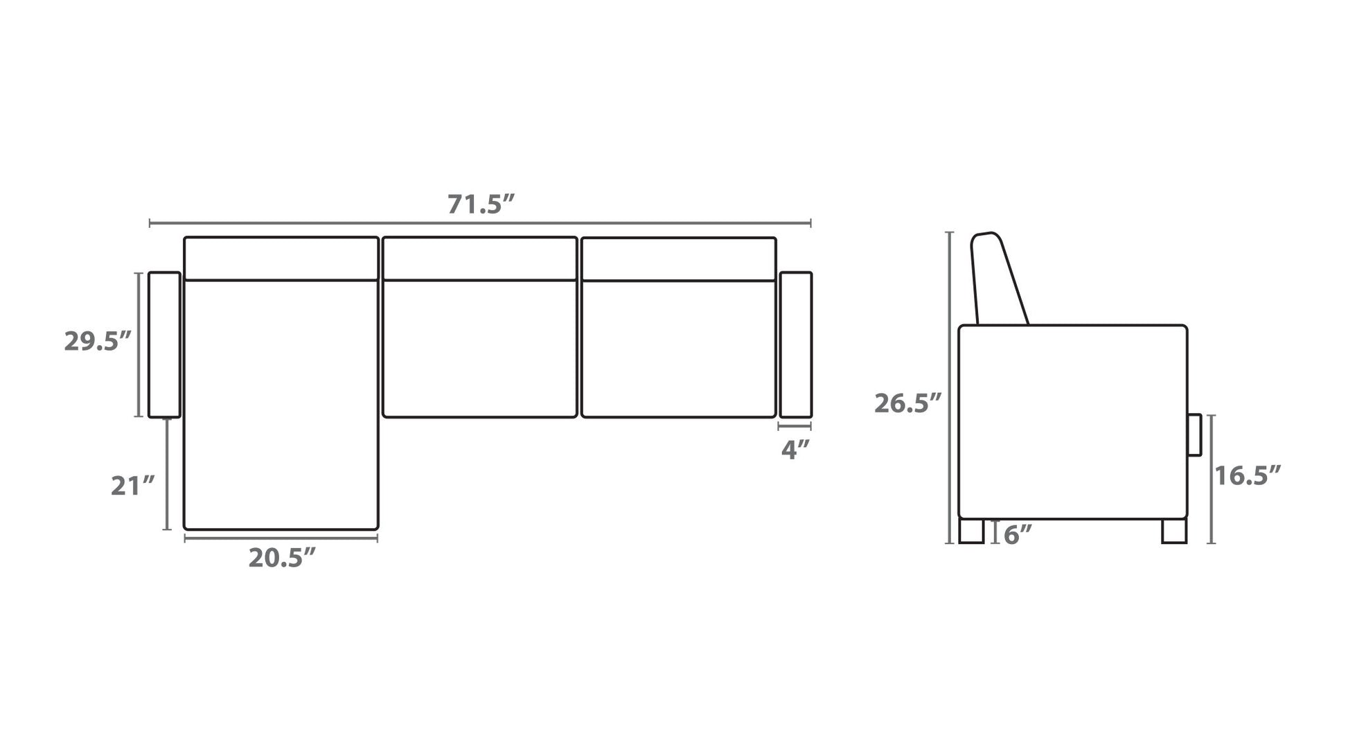 Orion Sectional Sofa – Reversible Grey Linen