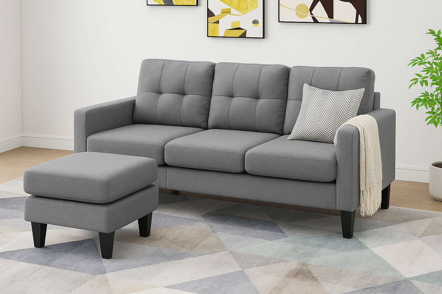 Orion Sectional Sofa – Reversible Grey Linen